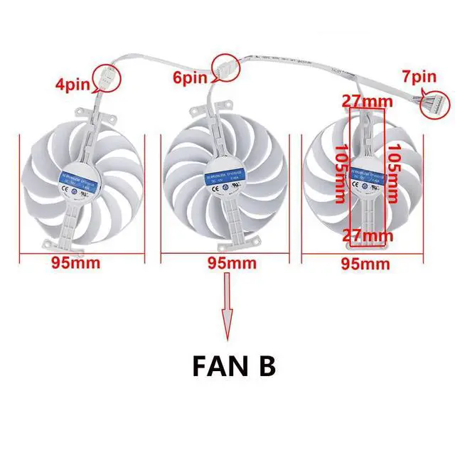 Alt view image 4 of 7 - Graphics Card Cooling Fan Replacement for ASUS ROG Strix RTX 3070 3080 3090 White Gaming Series CF1010U12S 95mm 12V 0.45A 7Pin Video Card Cooler Fans GPU Fan (Fan-B)