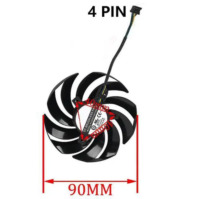 Alt view image 4 of 7 - Graphics Card Cooling Fans Suitable for MSI RX 6800 6800XT 6900XT RTX 3060 3060TI 3070 3070TI 3080 3080TI 3090 Gaming X Trio Series Desktop PLD09210S12HH 90mm 0.40A 4Pin (Fan-B)