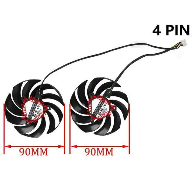 Alt view image 4 of 7 - Graphics Card Cooling Fans Suitable for MSI RX 6800 6800XT 6900XT RTX 3060 3060TI 3070 3070TI 3080 3080TI 3090 Gaming X Trio Series Desktop PLD09210S12HH 90mm 0.40A 4Pin (Fan-A)