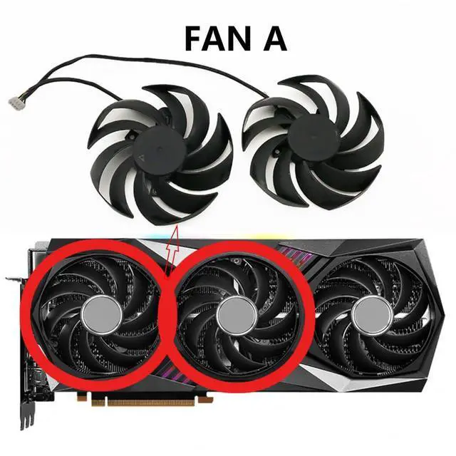 Alt view image 2 of 7 - Graphics Card Cooling Fans Suitable for MSI RX 6800 6800XT 6900XT RTX 3060 3060TI 3070 3070TI 3080 3080TI 3090 Gaming X Trio Series Desktop PLD09210S12HH 90mm 0.40A 4Pin (Fan-A)