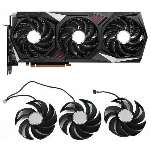 Alt view image 2 of 7 - Graphics Card Cooling Fans Suitable for MSI RX 6800 6800XT 6900XT RTX 3060 3060TI 3070 3070TI 3080 3080TI 3090 Gaming X Trio Series Desktop PLD09210S12HH 90mm 0.40A 4Pin (3PCS)