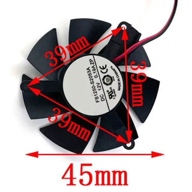 Alt view image 5 of 7 - Graphics Card Cooling Fans Suitable for XFX R7 240 250 R5 230 HD6670 Series Desktop FS1250-S2053A 45mm 12V 0.19A 2Pin Video Card Cooler Fans GPU Fan