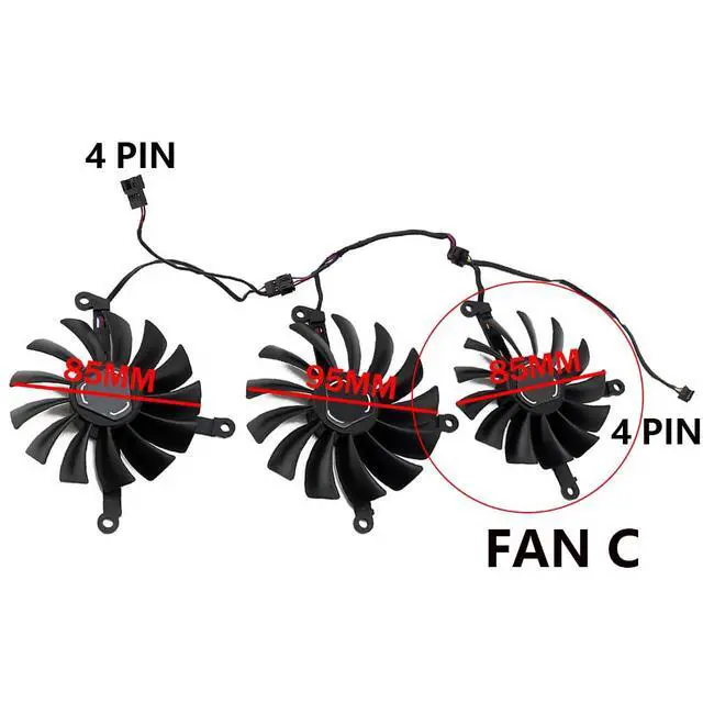 Alt view image 4 of 6 - Graphics Card Cooling Fans Suitable for XFX Radeon RX 6700 6700XT 6750 6750XT Qick/MERC Series CF1015U12S CF9015U12S 12V 0.55A 85mm 4Pin Desktop Video Card Cooler Fans GPU Fan (Fan-C)