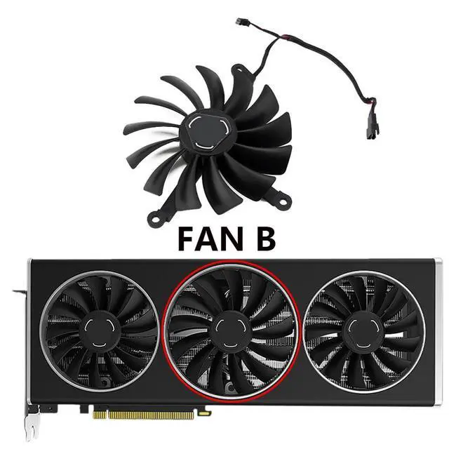 Alt view image 2 of 7 - Graphics Card Cooling Fans Suitable for XFX Radeon RX 6700 6700XT 6750 6750XT Qick/MERC Series CF1015U12S CF9015U12S 12V 0.55A 85mm 4Pin Desktop Video Card Cooler Fans GPU Fan (Fan-B)