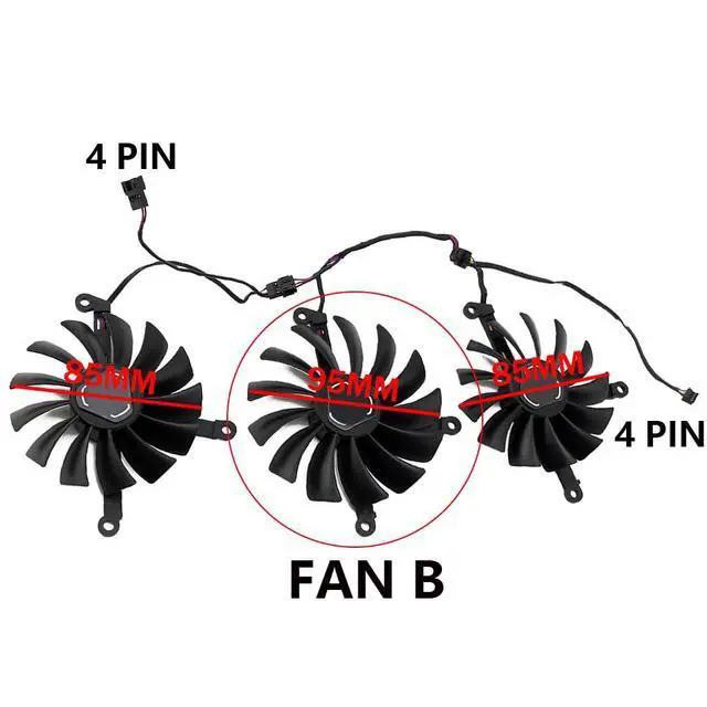Alt view image 4 of 7 - Graphics Card Cooling Fans Suitable for XFX Radeon RX 6700 6700XT 6750 6750XT Qick/MERC Series CF1015U12S CF9015U12S 12V 0.55A 85mm 4Pin Desktop Video Card Cooler Fans GPU Fan (Fan-B)