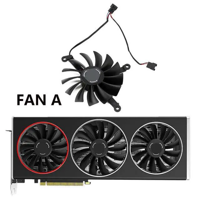 Alt view image 2 of 7 - Graphics Card Cooling Fans Suitable for XFX Radeon RX 6700 6700XT 6750 6750XT Qick/MERC Series CF1015U12S CF9015U12S 12V 0.55A 85mm 4Pin Desktop Video Card Cooler Fans GPU Fan (Fan-A)