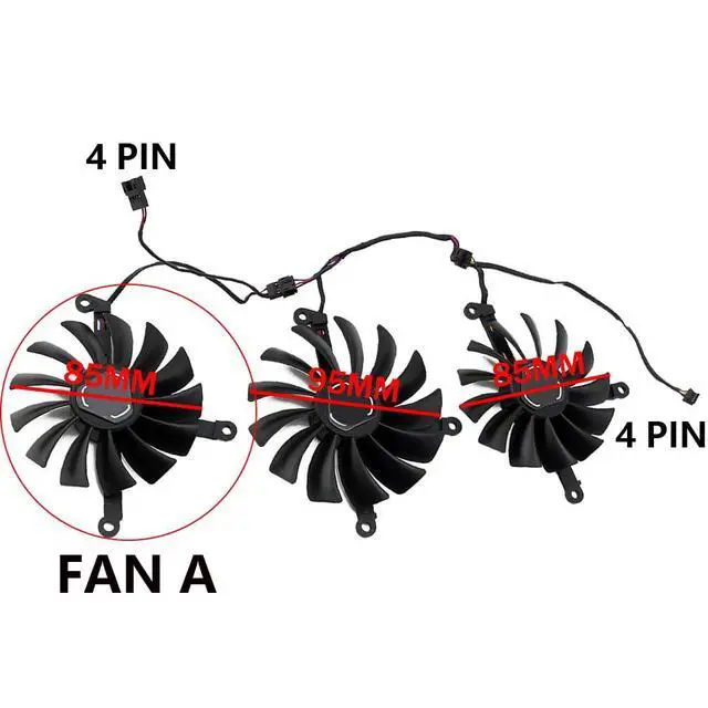 Alt view image 4 of 7 - Graphics Card Cooling Fans Suitable for XFX Radeon RX 6700 6700XT 6750 6750XT Qick/MERC Series CF1015U12S CF9015U12S 12V 0.55A 85mm 4Pin Desktop Video Card Cooler Fans GPU Fan (Fan-A)