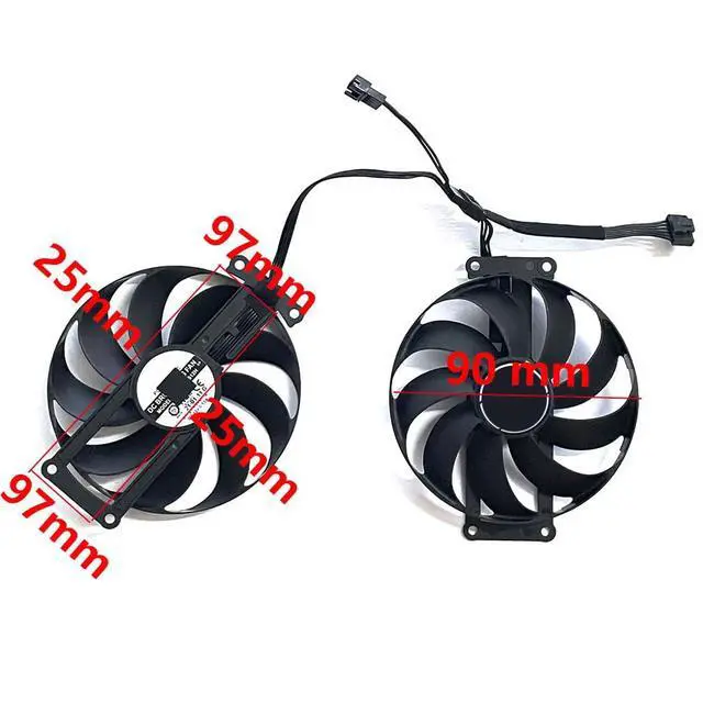Alt view image 3 of 6 - Graphics Card Cooling Fan Replacement for ASUS RTX 2060 2070Ti 3060 3060Ti Mini Dual GTX1660Ti Dual EVO GTX 1660 1660S OC Gaming Series 90MM PLA09215S12H 12V 0.55A 6PIN Video Card Cooler (2PC)