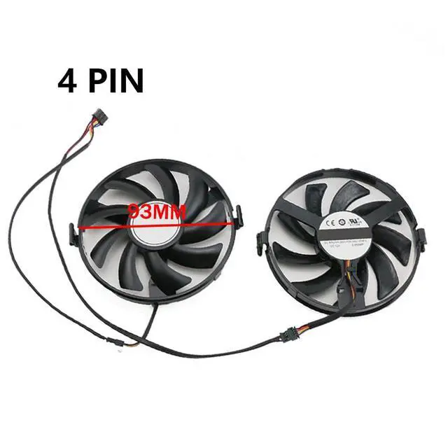 Alt view image 4 of 7 - Graphics Card Cooling Fans Suitable for XFX R7 350 360 370 R9 380 370X 380X RX 460 560 Series Desktop FDC10U12S9-C 93mm 12V 0.45A 4Pin Video Card Cooler Fans GPU Fan