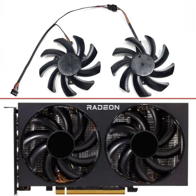 Alt view image 2 of 7 - Graphics Card Cooling Fans Suitable for POWERCOLOR RX 5500XT 5600XT 5700XT 6500XT 6600 6600XT 6650XT 6700 Fighter Series Desktop T129215SU 85mm 12V 0.5A 4Pin Video Card Cooler Fans GPU Fan