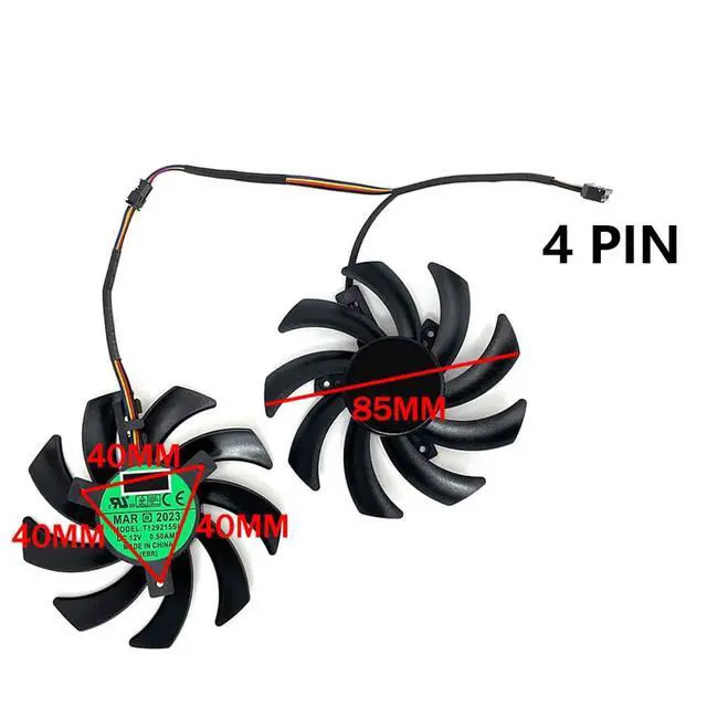 Alt view image 4 of 7 - Graphics Card Cooling Fans Suitable for POWERCOLOR RX 5500XT 5600XT 5700XT 6500XT 6600 6600XT 6650XT 6700 Fighter Series Desktop T129215SU 85mm 12V 0.5A 4Pin Video Card Cooler Fans GPU Fan