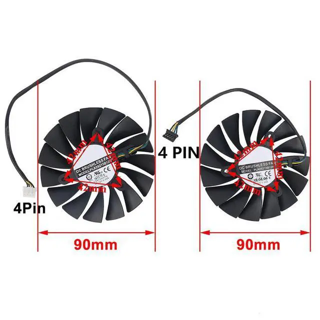 Alt view image 2 of 5 - Graphics Card Cooling Fans Suitable for MSI RTX 2080 2080S 8G 2080ti 11G Ventus Series Desktop PLA09215B12H 90mm 12V 0.55A 4Pin Video Card Cooler Fans GPU Fan (2PCS)