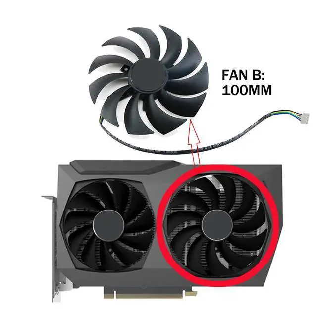 Alt view image 2 of 7 - Graphics Card Cooling Fans Suitable for ZOTAC RTX 3070 3070ti Twin Edge Series Desktop CFM10012H12SPA 88mm 100mm 12V 4Pin Video Card Cooler Fans GPU Fan (Fan-B)