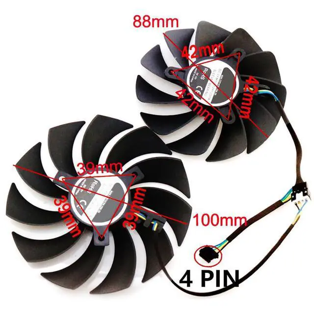 Alt view image 4 of 7 - Graphics Card Cooling Fans Suitable for ZOTAC RTX 3070 3070ti Twin Edge Series Desktop CFM10012H12SPA 88mm 100mm 12V 4Pin Video Card Cooler Fans GPU Fan (2pcs)