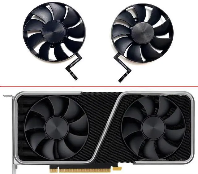Alt view image 2 of 7 - Graphics Card Cooling Fans Suitable for NVIDIA GeForce RTX 3060 3060TI Founders Edition FE Series Desktop DAPC0815B2UP006 DAPC0815B2UP007 85mm 12V 0.6A 6Pin Video Card Cooler Fans GPU Fan (2PCS)