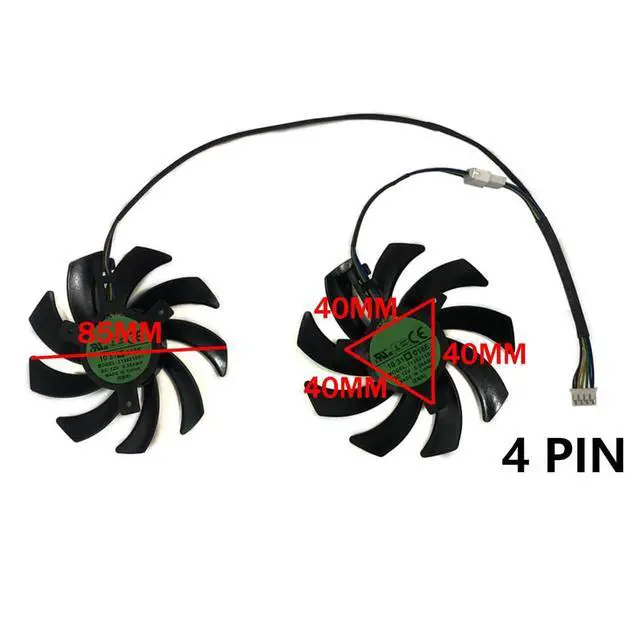 Alt view image 4 of 7 - Graphics Card Cooling Fans Suitable for for POWERCOLOR for DATALAND RX 5500XT 5600XT 5700 5700XT 5600XT RX 590 580 GME Red Dragonl Series Desktop Video T129215SU 85mm 12V 0.5A 4Pin Card Cooler Fans