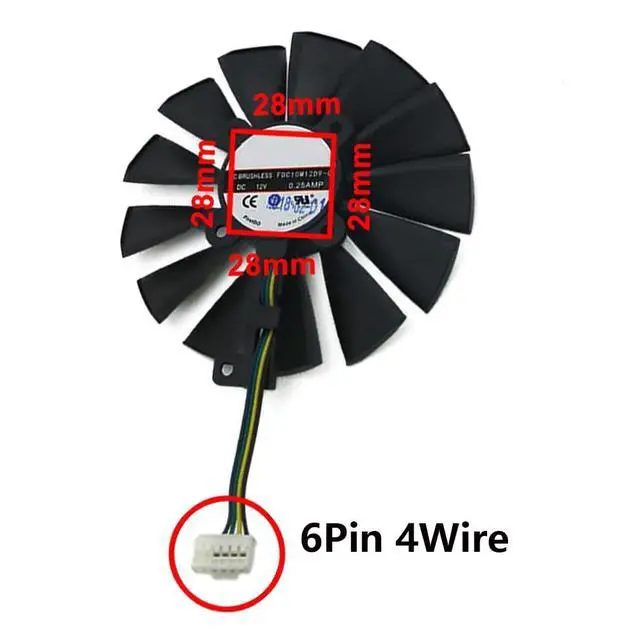 Alt view image 5 of 7 - Graphics Card Cooling Fans Suitable for ASUS Phoenix GTX 1650S 1660 1660S 1660Ti RTX 2060 Series Desktop FDC10M12D9-C 12V 0.25A 95mm 6Pin 4Wire Video Card Cooler Fans GPU Fan