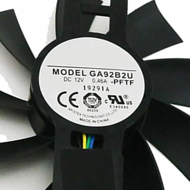 Alt view image 5 of 6 - Graphics Card Cooling Fans Suitable for for PowerColor for DATALAND RX 580 570 560XT X-Serial RX 570 Cool Energy/Red Dragon/Dual Cool Series Desktop GA92B2U 88mm 12V 0.46A 4Pin (Fan-A)