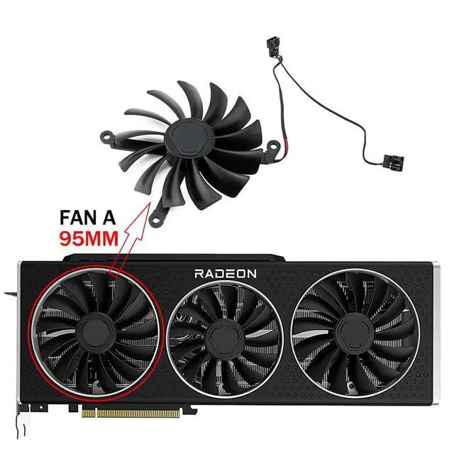 Alt view image 2 of 7 - Graphics Card Cooling Fans Suitable for XFX RX 6800 6800XT 6900XT Speedster 319 Series Desktop Video Card Cooler Fans GPU Fan CF9015U12D 85MM CF1015U12D 95mm 12V 0.55A 4Pin (Fan-A)