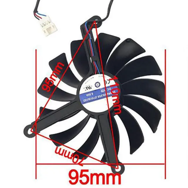 Alt view image 4 of 7 - Graphics Card Cooling Fans Suitable for XFX RX 6800 6800XT 6900XT Speedster 319 Series Desktop Video Card Cooler Fans GPU Fan CF9015U12D 85MM CF1015U12D 95mm 12V 0.55A 4Pin (Fan-A)