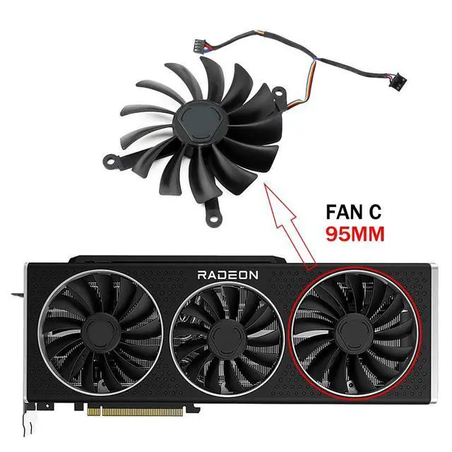 Alt view image 2 of 7 - Graphics Card Cooling Fans Suitable for XFX RX 6800 6800XT 6900XT Speedster 319 Series Desktop Video Card Cooler Fans GPU Fan CF9015U12D 85MM CF1015U12D 95mm 12V 0.55A 4Pin (Fan-C)