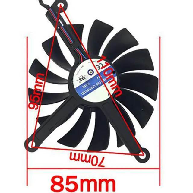 Alt view image 4 of 7 - Graphics Card Cooling Fans Suitable for XFX RX 6800 6800XT 6900XT Speedster 319 Series Desktop Video Card Cooler Fans GPU Fan CF9015U12D 85MM CF1015U12D 95mm 12V 0.55A 4Pin (Fan-B)