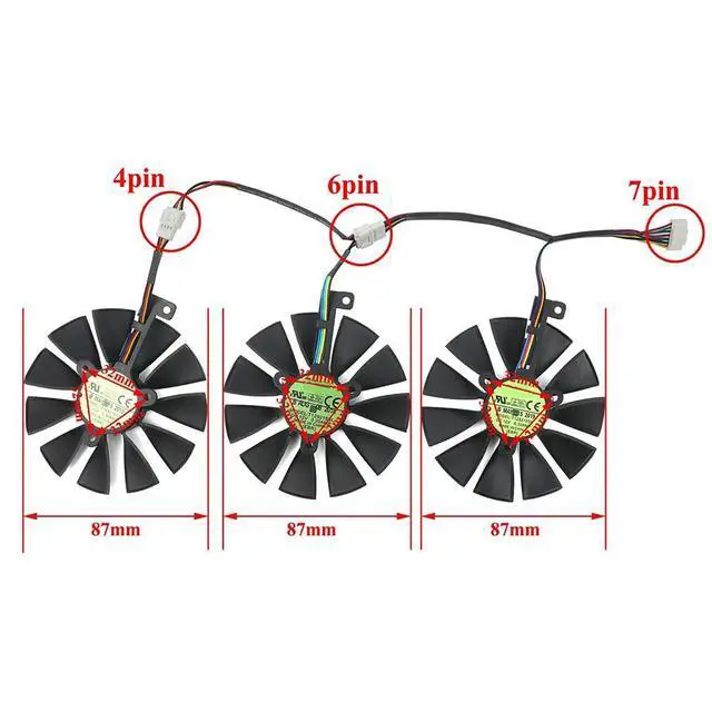 Alt view image 4 of 7 - Graphics Card Cooling Fan Replacement for ASUS ROG Strix RTX 2060 2060 Super 2070 Gaming Series 87mm T129215SH T129215SL 12V 0.50A 7Pin Video Card Cooler Fans GPU Fan