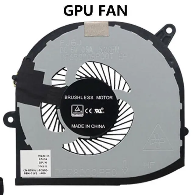 Alt view image 7 of 7 - CPU + GPU Cooling Fans Suitable for Dell XPS 15 9550 9560 P56F For Precision 5520 M5510 M5520 Series Laptop Cooler FAN 5V 0.5A 4 PIN DFS501105PR0T FJ6P + DFS501105PQ0T FJ6J P/N: 0VJ2HC + 0TK9J1 (2PCS)