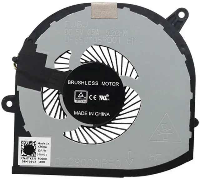 Main image of GPU Cooling Fans Suitable for Dell XPS 15 9550 9560 P56F for Precision 5520 M5510 M5520 Series Laptop Cooler Fan 5V 0.5A 4 PIN DFS501105PR0T FJ6P + DFS501105PQ0T FJ6J P/N: 0VJ2HC + 0TK9J1 (GPU)