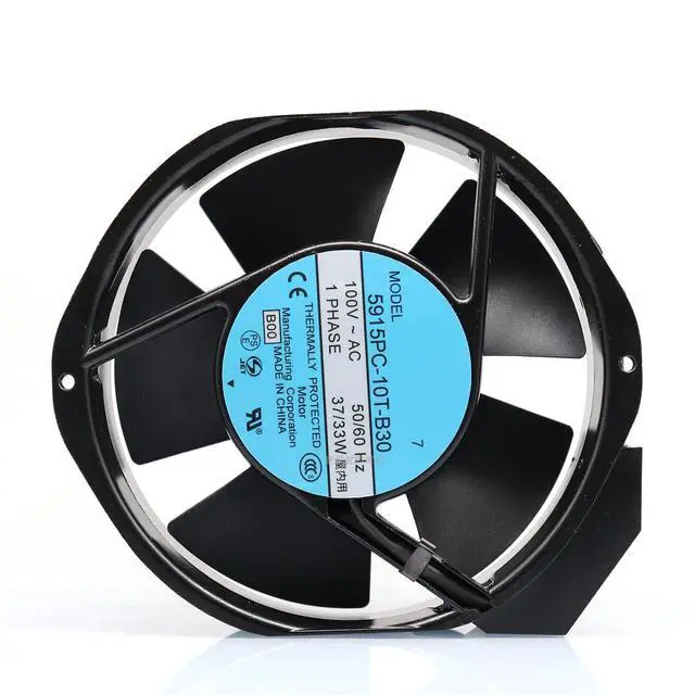 Alt view image 2 of 5 - 5915PC-10T-B30 100VAC 37/33W 50/60 Hz 172 * 150 * 38mm Aluminum Frame Fan Cabinet AC Cooling Fan