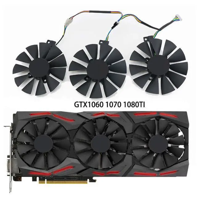 Alt view image 2 of 7 - Graphics Card Cooling Fans Replacement for ASUS ROG Strix GTX 1060 1070 1070Ti 1080 1080Ti RX VEGA56 VEGA64 480 580 FURY390 390X Series T129215SU/SM 87mm 12V 0.5A 6Pin GPU Fan (3PCS)