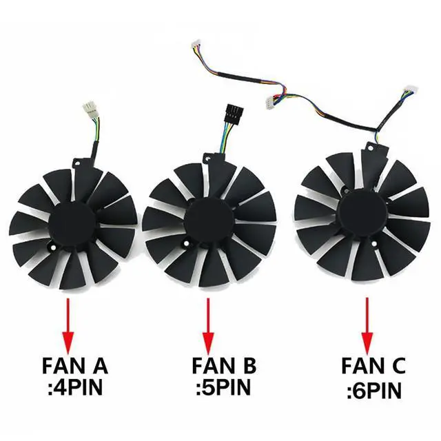 Alt view image 5 of 7 - Graphics Card Cooling Fans Replacement for ASUS ROG Strix GTX 1060 1070 1070Ti 1080 1080Ti RX VEGA56 VEGA64 480 580 FURY390 390X Series T129215SU/SM 87mm 12V 0.5A 6Pin GPU Fan (3PCS)