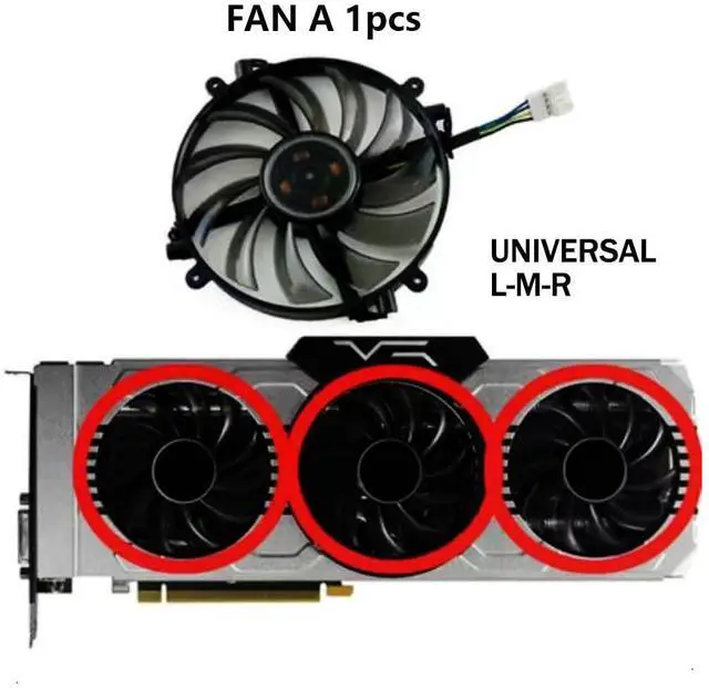 Alt view image 2 of 7 - Graphics Card Cooling Fans Suitable for PNY GTX 1070 1080 XLR8 8GB Gaming Series Desktop FD7010H12D 75mm 12V 0.25A 4Pin Video Card Cooler Fans GPU Fan (Fan-A)
