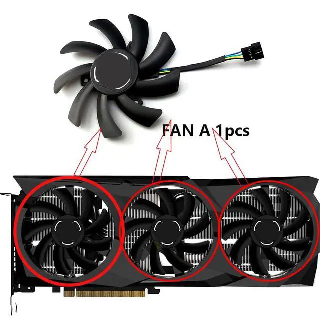 Alt view image 2 of 7 - Graphics Card Cooling Fans Suitable for XFX RX 6700XT Speedster SWFT 309 Core Series Desktop T129215SU FDC10H12S9-C 85mm 12V 0.35A 4Pin Video Card Cooler Fans GPU Fan (Fan-A)