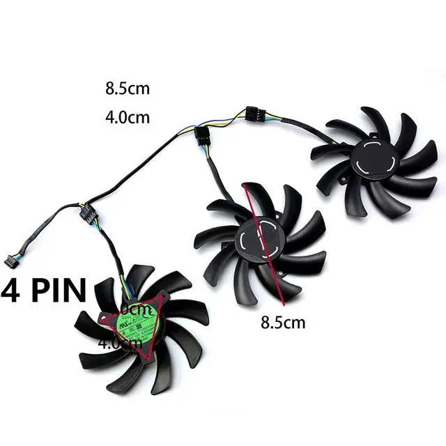 Alt view image 4 of 7 - Graphics Card Cooling Fans Suitable for XFX RX 6700XT Speedster SWFT 309 Core Series Desktop T129215SU FDC10H12S9-C 85mm 12V 0.35A 4Pin Video Card Cooler Fans GPU Fan (Fan-A)