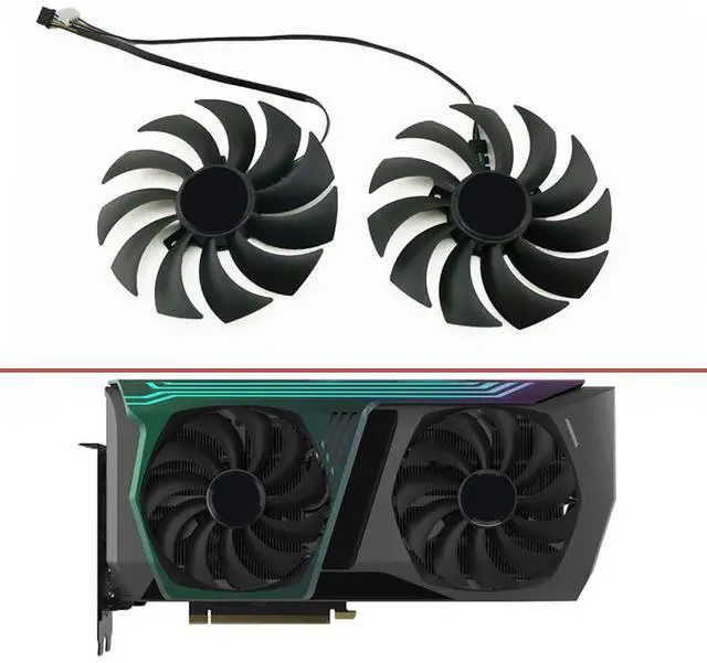 Alt view image 2 of 7 - 2pcs/ lot Graphics Card Cooling Fans Suitable for ZOTAC Gaming GeForce RTX 3070 AMP Holo LHR Series Desktop GAA8S2U 100mm 12V 0.45A 4Pin Video Card Cooler Fans GPU Fan (2PCS)