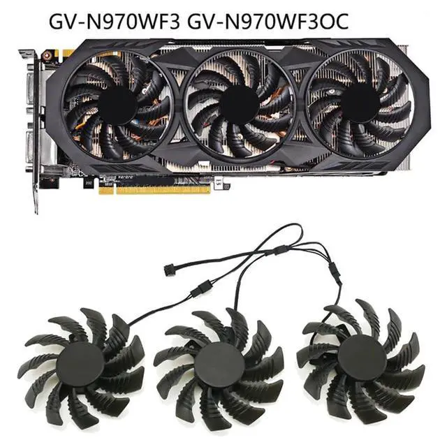 Alt view image 2 of 7 - 3pcs/ lot Graphics Card Cooling Fans Suitable for Gigabyte GTX 970 GV N970 WF3 OC 4GD Series Desktop PLD08010S12H 75mm 12V 0.25A 3Pin Video Card Cooler Fans GPU Fan (3PCS)