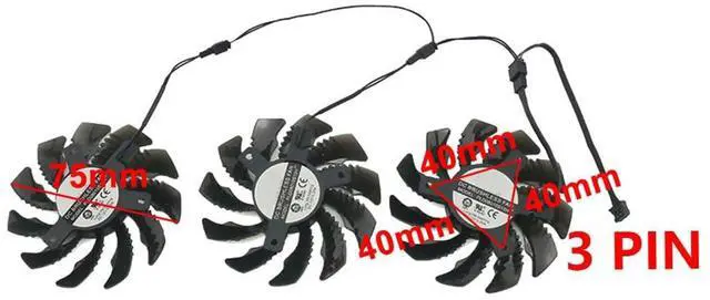 Alt view image 4 of 7 - 3pcs/ lot Graphics Card Cooling Fans Suitable for Gigabyte GTX 970 GV N970 WF3 OC 4GD Series Desktop PLD08010S12H 75mm 12V 0.25A 3Pin Video Card Cooler Fans GPU Fan (3PCS)