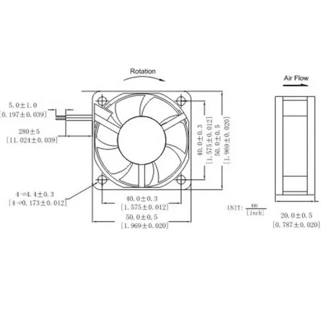 Alt view image 5 of 7 - DS05020R12M 5020 P010 50mm 12V 0.20A 50 * 50 * 20mm 5cm Cooling Fan CPU Cooling Fan 4-Wire