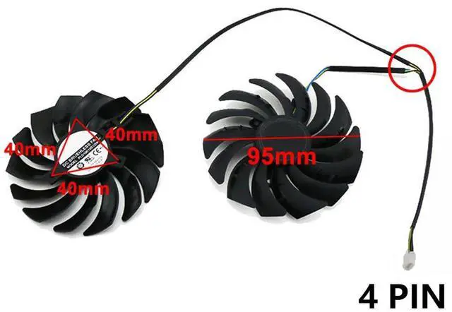 Alt view image 4 of 6 - Graphics Card Cooling Fans Suitable for MSI RX 5600XT 5700 5700XT Gaming X Series Desktop PLD10010S12HH 95mm 12V 0.40A 4Pin Video Card Cooler Fans GPU Fan