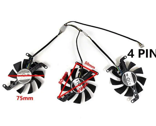 Alt view image 4 of 7 - Graphics Card Cooling Fans Suitable for XFX Speedster QICK308 Radeon RX 6650XT 6600XT Black/MERC Series Desktop GFY09010E12SPA 75mm 12V 0.5A 4Pin Video Card Cooler Fans GPU Fan (Fan-A)
