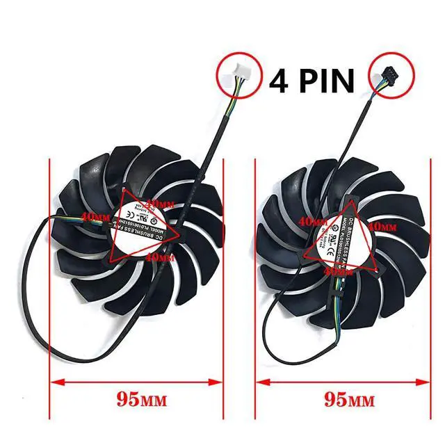 Alt view image 4 of 7 - Graphics Card Cooling Fans Suitable for MSI RTX 2070 2070S 3050 3060 3060TI Gaming RX 6600XT 6700XT Gaming Series Desktop PLD10010S12HH 95mm 12V 0.40A 4Pin Video Card Cooler Fans GPU Fan (2PCS)