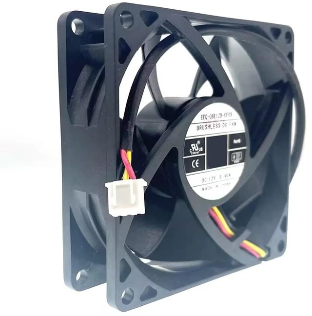 Main image of EFC-08E12D-EF05 8cm 80mm DC 12V 0.40A 80 * 25mm Three-Wire Elevator Inverter Cooling Fan Dual Ball Bearing