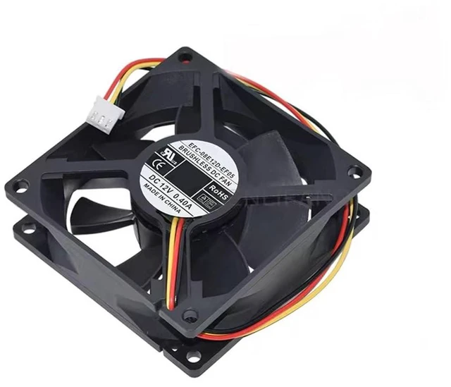 Alt view image 4 of 7 - EFC-08E12D-EF05 8cm 80mm DC 12V 0.40A 80 * 25mm Three-Wire Elevator Inverter Cooling Fan Dual Ball Bearing