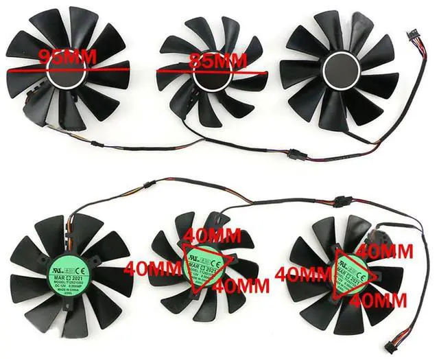 Alt view image 4 of 7 - Graphics Card Cooling Fans Suitable for POWERCOLOR RX 6950XT 6900XT 6800XT 6800 6750XT 6700XT Red Devil Series Desktop T129215SU 95mm 85MM 12V 0.5A 4Pin Video Card Cooler Fans GPU Fan
