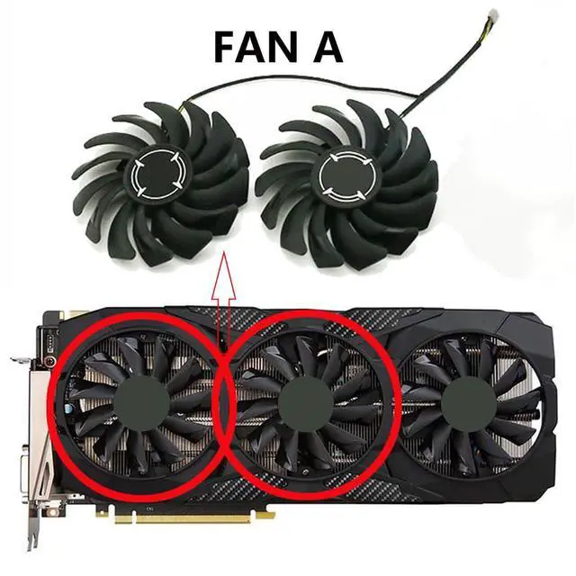 Alt view image 2 of 7 - Graphics Card Cooling Fans Suitable for MSI GTX 1060 1070 1070TI 1080 1080TI Duke GTX 980Ti Lightning Series Desktop PLD09210S12HH 85mm 12V 0.40A 4Pin Video Card Cooler Fans GPU Fan (Fan-A)
