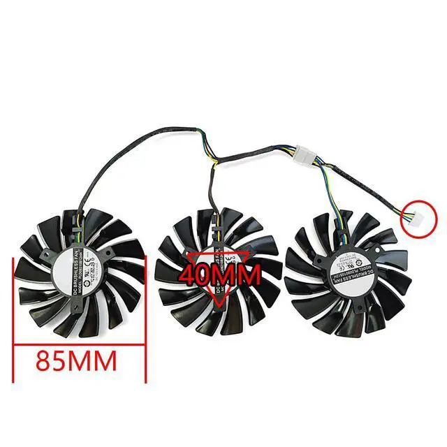Alt view image 4 of 7 - Graphics Card Cooling Fans Suitable for MSI GTX 1060 1070 1070TI 1080 1080TI Duke GTX 980Ti Lightning Series Desktop PLD09210S12HH 85mm 12V 0.40A 4Pin Video Card Cooler Fans GPU Fan (Fan-A)