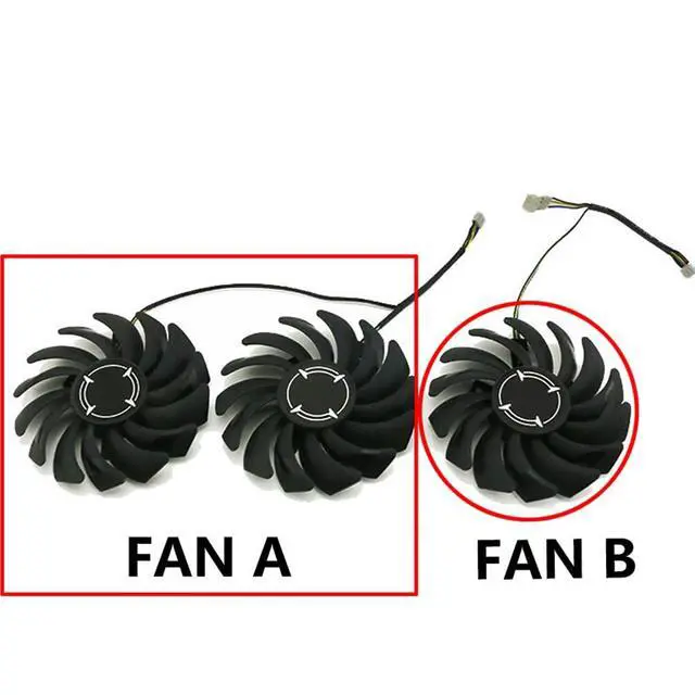 Alt view image 5 of 7 - Graphics Card Cooling Fans Suitable for MSI GTX 1060 1070 1070TI 1080 1080TI Duke GTX 980Ti Lightning Series Desktop PLD09210S12HH 85mm 12V 0.40A 4Pin Video Card Cooler Fans GPU Fan (Fan-A)