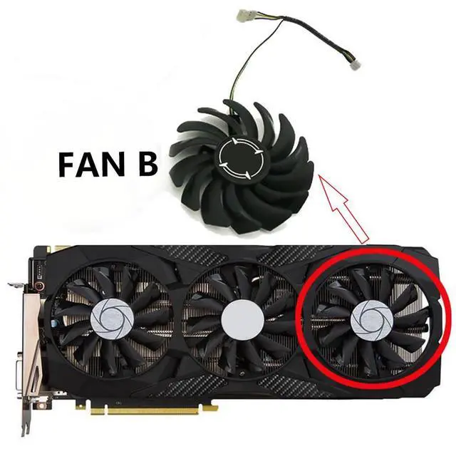 Alt view image 2 of 6 - Graphics Card Cooling Fans Suitable for MSI GTX 1060 1070 1070TI 1080 1080TI Duke GTX 980Ti Lightning Series Desktop PLD09210S12HH 85mm 12V 0.40A 4Pin Video Card Cooler Fans GPU Fan (Fan-B)