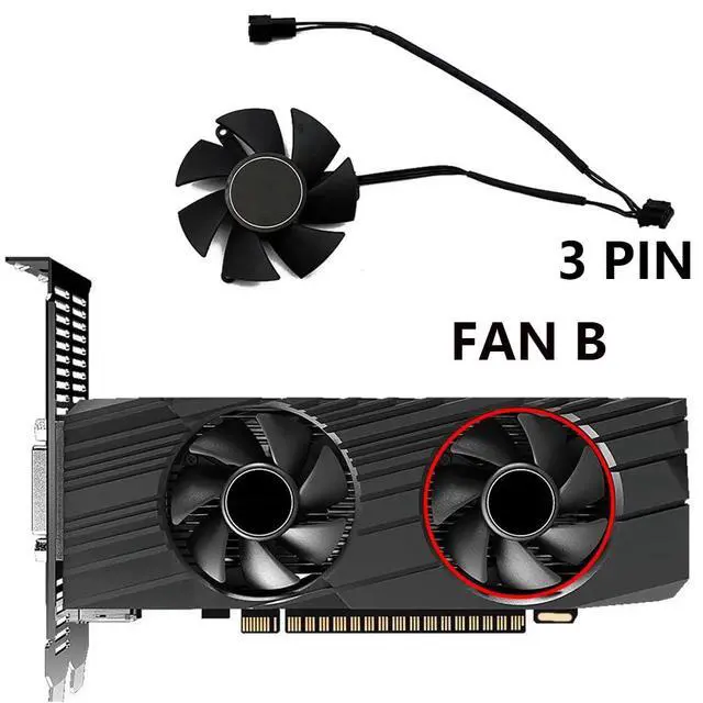 Alt view image 2 of 7 - Graphics Card Cooling Fans Suitable for Gigabyte GTX 1650 1630 Low Profile Series Desktop FS1250-S2053A 47mm 12V 0.19A 3Pin Video Card Cooler Fans GPU Fan (Fan-B)
